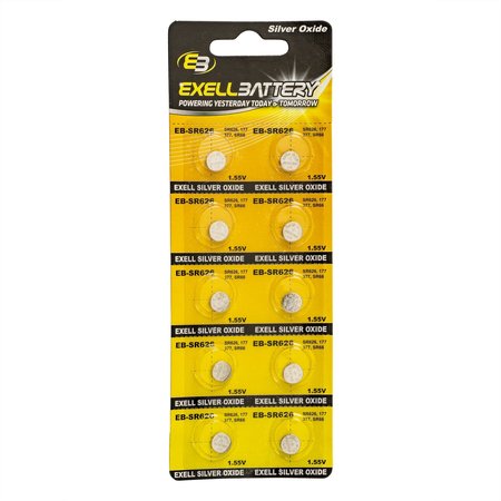 EXELL BATTERY 10pk Exell Silver Oxide 1.55V Watch Battery Replaces SR66 377 EB-SR626